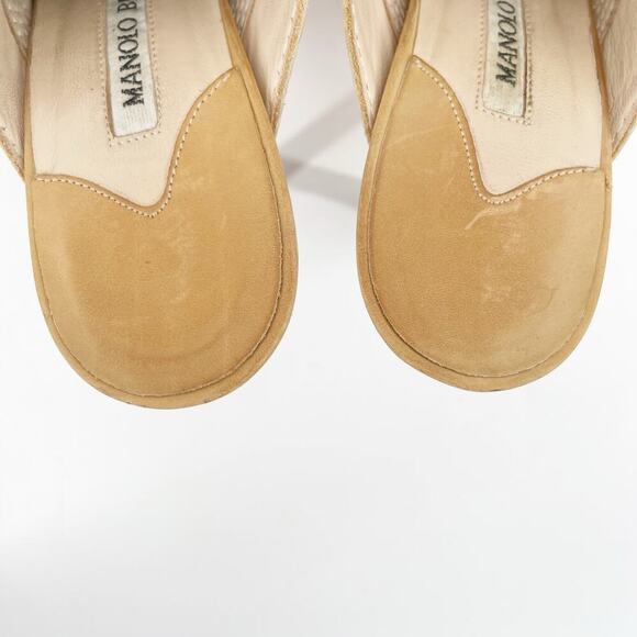 Manolo Blahnik Retro y2k Tan Oklamod Timberland Lace Up Pointed Toe Mule IT 36.5 - Picture 9 of 14